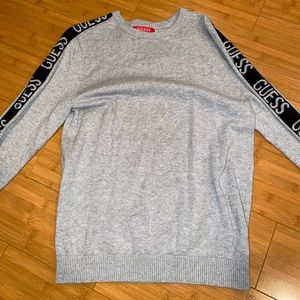 Men’s Grey/Black XS Guess Logo Crewneck Sweater